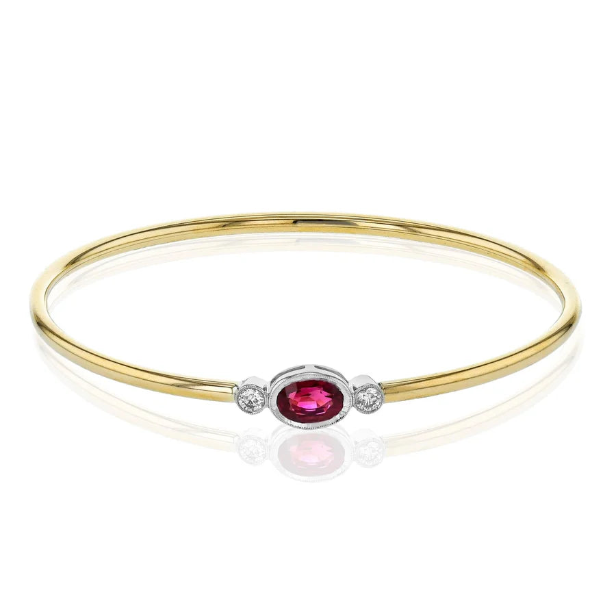 Simon G Ruby Color Bangle in 18K White Gold with Diamonds