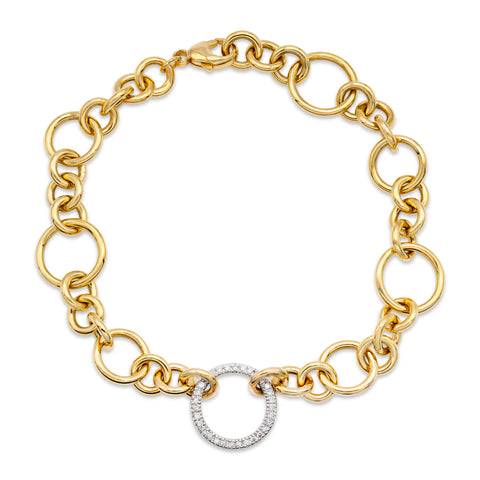 Round Gold Bracelet with Diamond Clasp