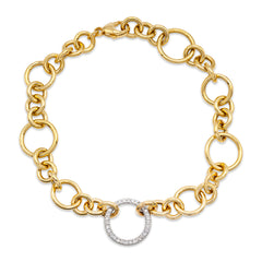Round Gold Bracelet with Diamond Clasp