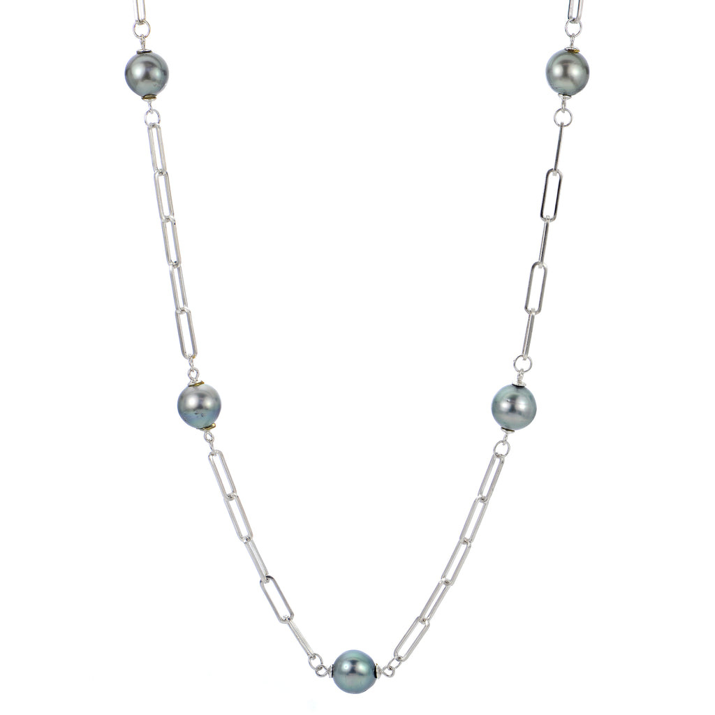 SS Tahitian Pearl Paperclip Necklace