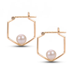14K Cultured Pearl Geometric Earrings
