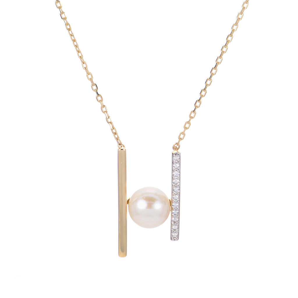 14K Pearl Diamond Necklace