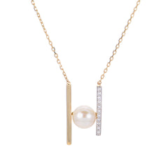 14K Pearl Diamond Necklace