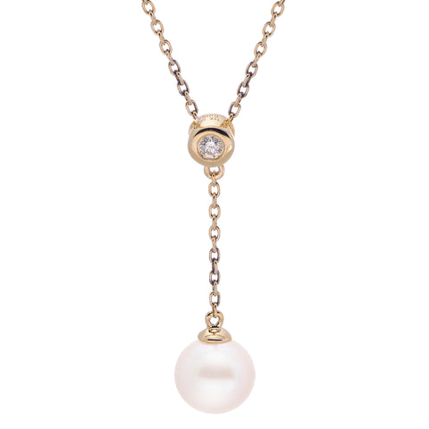 14K Freshwater Pearl & Diamond Pendant