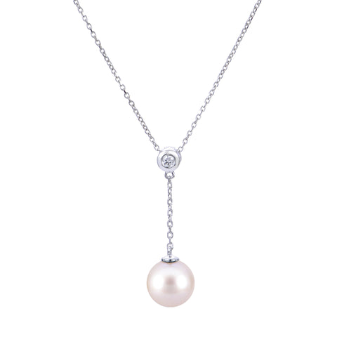 14K Freshwater Pearl & Diamond Pendant