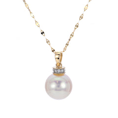 14K Pearl and Diamond Pendant