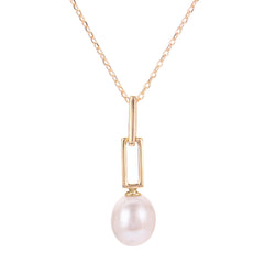 14K Cultured Pearl Paperclip Pendant