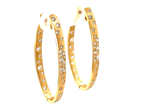 Diamond Oval Hoop Earrings