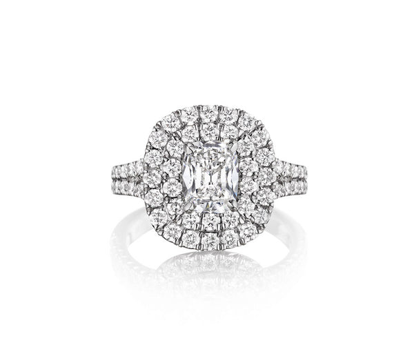 Double Diamond Halo Engagement Ring