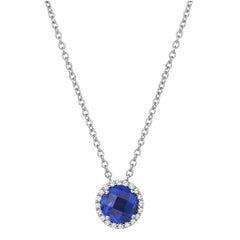 Sapphire and Lassaire Diamond Halo Pendant