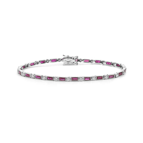 White Gold Diamond and Ruby Tennis Bracelet