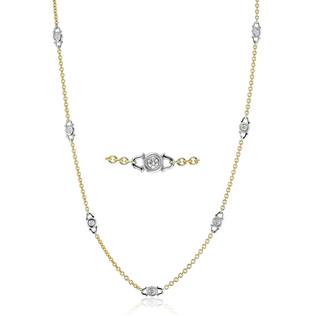 18K YG Milgrain Diamond Chain