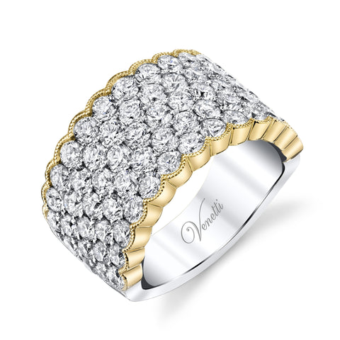 Scallop Edge Two Tone Diamond Row Ring - Kuhn's Jewelers