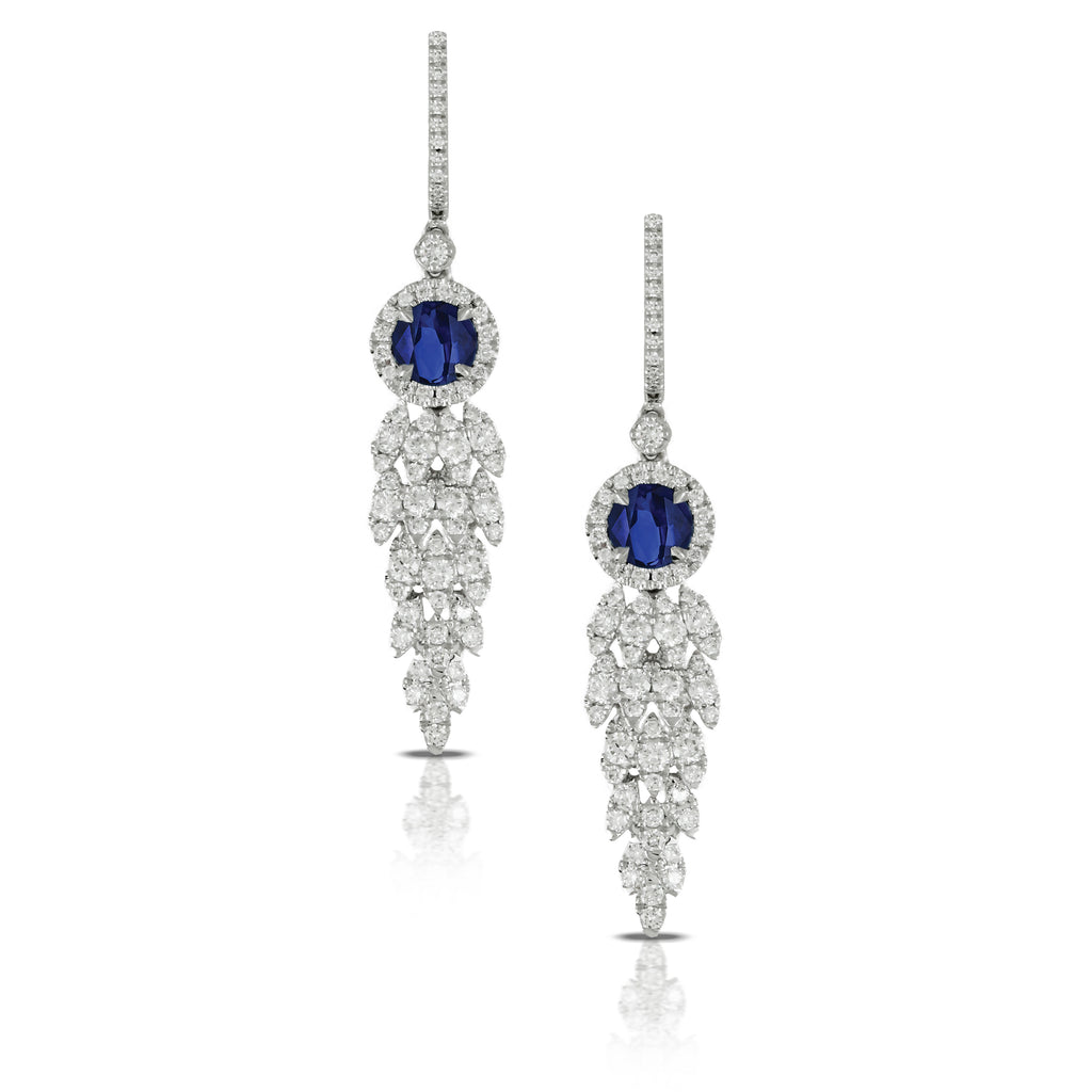 18K White Gold Diamond and Sapphire Earring