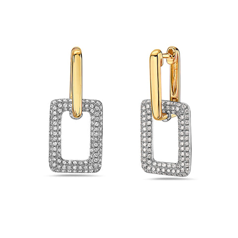 2-Tone Diamond Drop Earrings