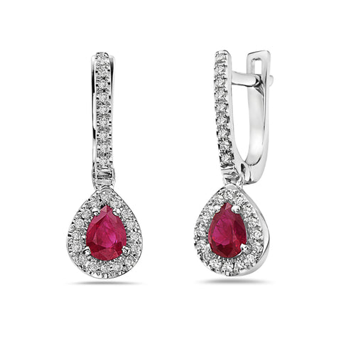 Ruby and Diamond Teardrop Earrings