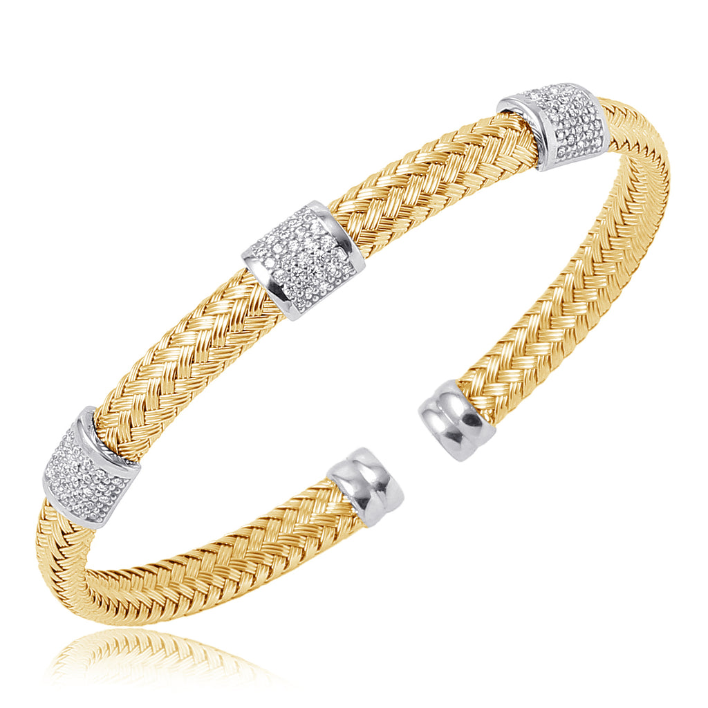 2-Tone 6mm Mesh Cuff with 3 Decorative Bar Stations