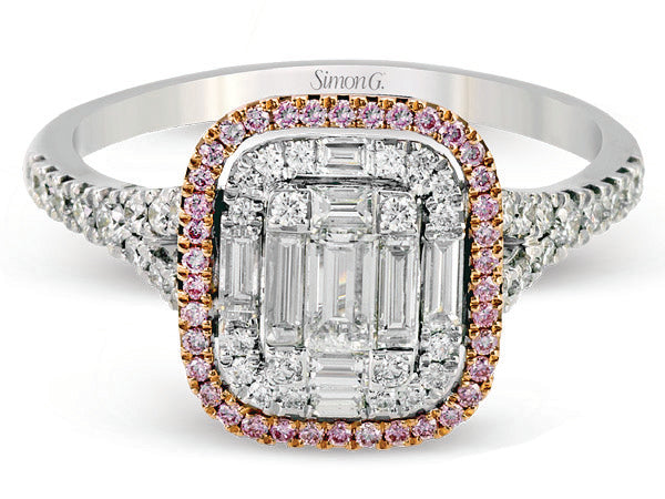 18K Mosaic Princess Halo Ring