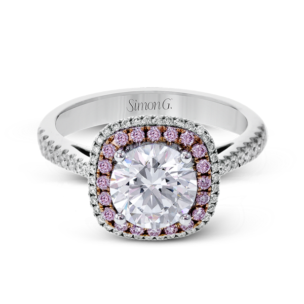 18K 2-Tone Double Halo Diamond Engagement Ring
