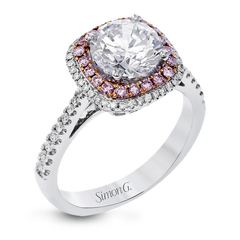18K 2-Tone Double Halo Diamond Engagement Ring
