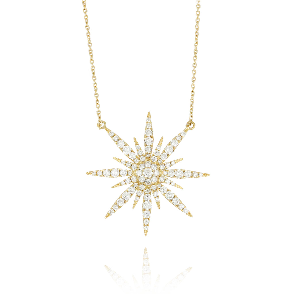 Doves - 18K YG Diamond Starburst Necklace
