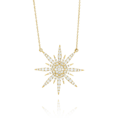 Doves - 18K YG Diamond Starburst Necklace