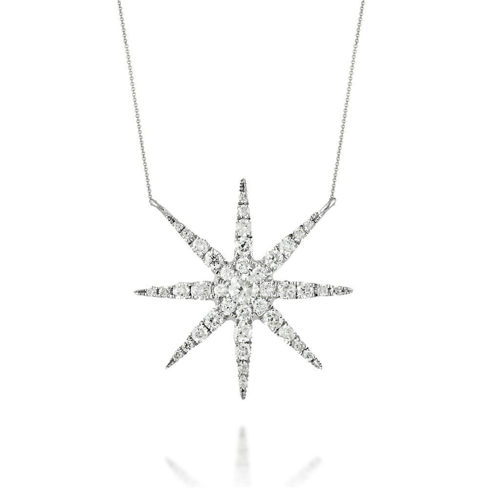 Doves - White Gold Diamond Star Fashion Necklace
