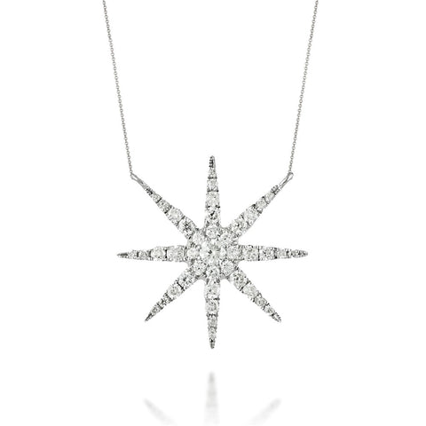 Doves - White Gold Diamond Star Fashion Necklace