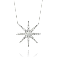 Doves - White Gold Diamond Star Fashion Necklace