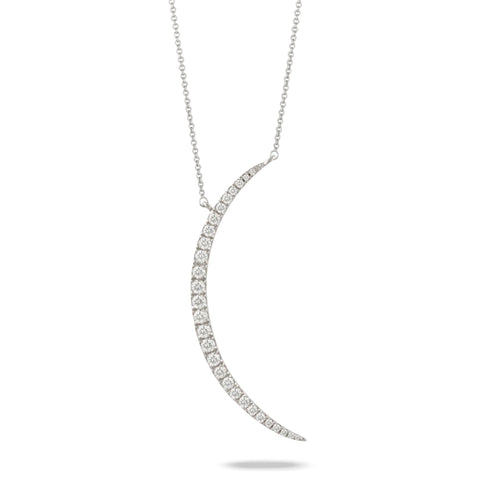 Doves - 14K WG Diamond Moon Necklace