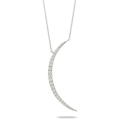 DOVES 14K WG Diamond Moon Necklace