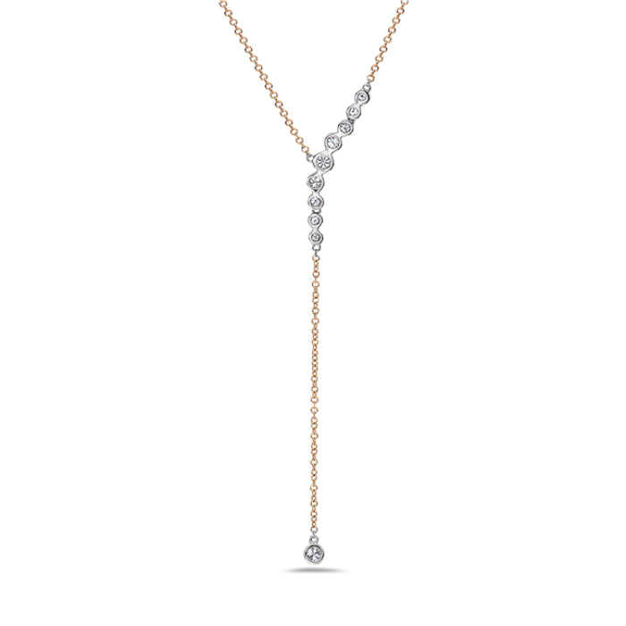2-Tone Diamond Lariat Necklace