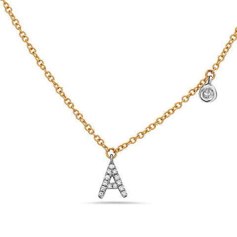 2-Tone Diamond Initial Necklace