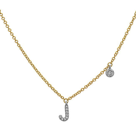 2-Tone Diamond Initial Pendant