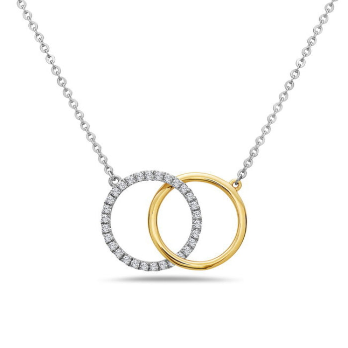 2-Tone Diamond Necklace with Interlocking Circles