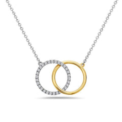 2-Tone Diamond Necklace with Interlocking Circles