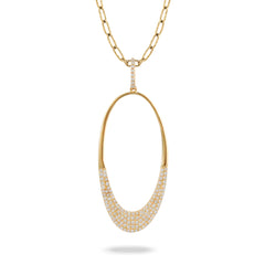 14K YG Diamond Oval Pendant