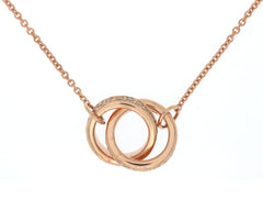 Rose Gold Diamond Interlocking Circles Necklace