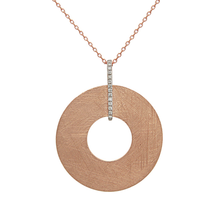 Rose Gold Circle Pendant with Diamond Accents