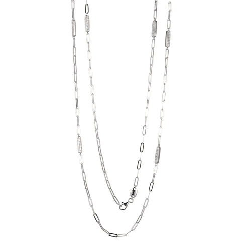 Paperclip Necklace with Rectangular Crystal Stations