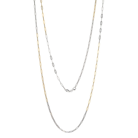 2-Tone 51" Paperclip Chain Necklace