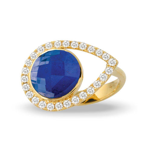 Doves - 18K YG Diamond & Lapis Ring