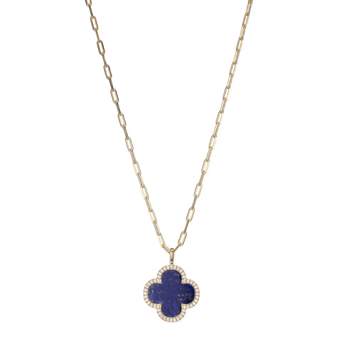 Lapis & Crystal Clover Pendant