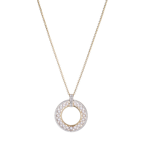 Pearl & Crystal Circle Pendant