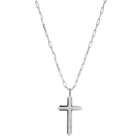 SS Paperclip Chain with Cross Pendant