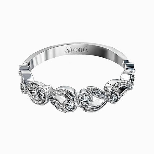 18K White Gold Floral Wedding Band