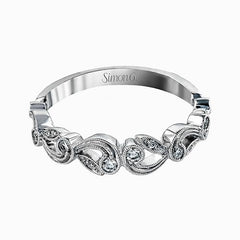 Simon G 18K White Gold Floral Wedding Band