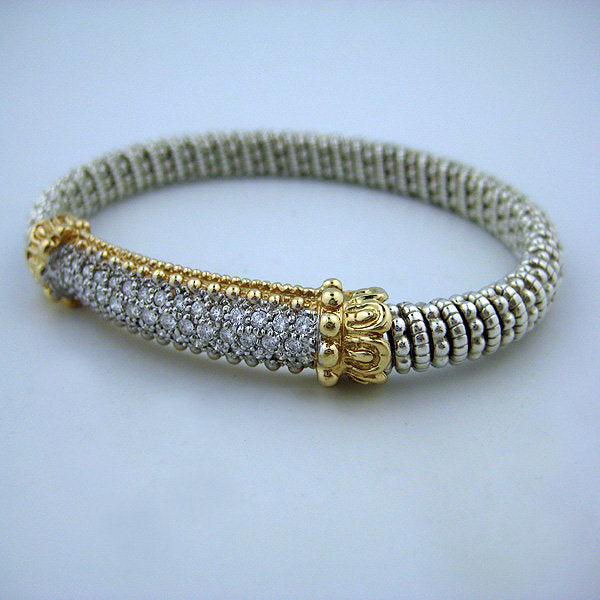 Yellow Gold and Sterling Silver Banded Bracelet with .75 Diamonds - Kuhn's Jewelers