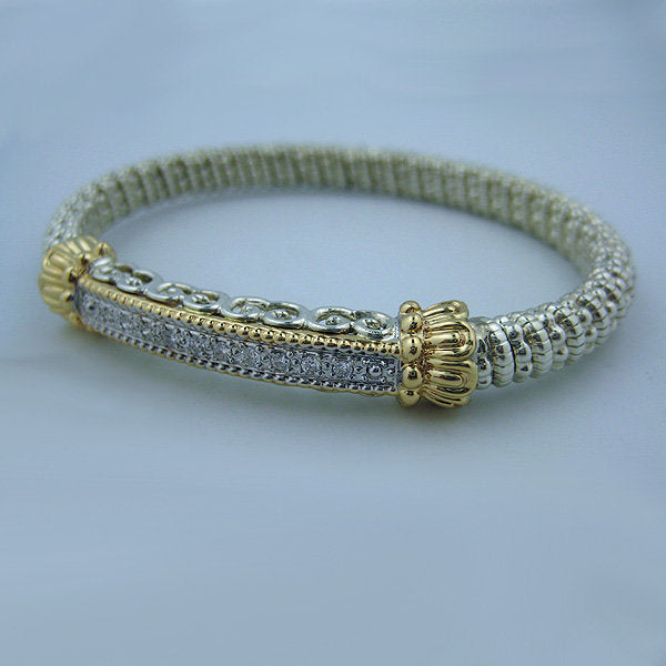 Yellow Gold and Sterling Silver Bracelet with .20 Diamonds (6mm) - Kuhn's Jewelers