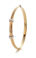 Hinged Bangle Bracelet with 2 Diamond Stations